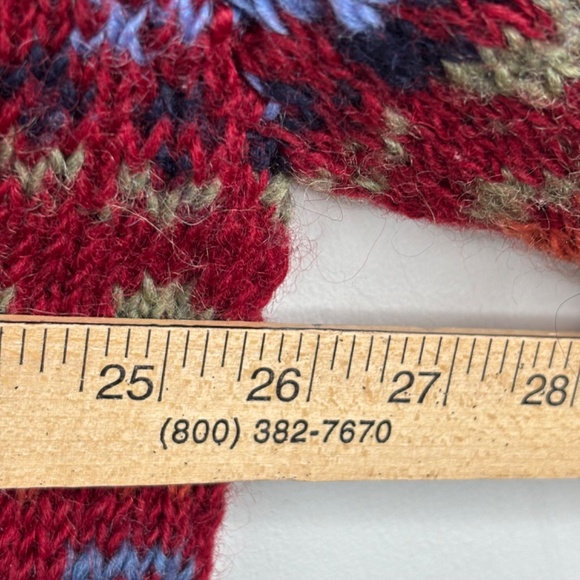 YETI Nepal Wool Cardigan XL Hand Knit Red Fair Isle Chunky Christmas Granny Ski - Picture 9 of 11